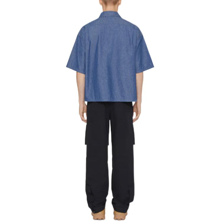 Shop GIVENCHY Baju Biru Berkolar Zip Lengan Pendek. BM610H5YAP-452