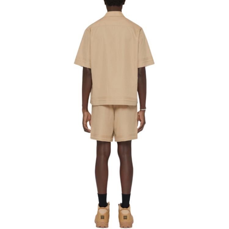 Shop Givenchy Kemeja Lengan Pendek Boxy Fit 4G Cotton Coklat Muda. BM611815LQ-250