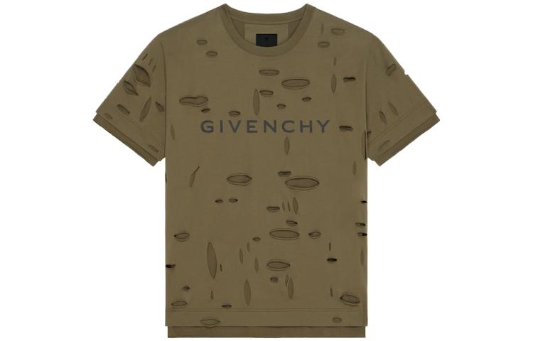 Order Givenchy Coklat T-Shirt Lengan Pendek Cetak Huruf Distress. BM716N3Y8Y-305