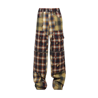 Givenchy Brown Mid-Waist Plaid Straight-Fit Casual Pants BM51BJ5Y7H-960