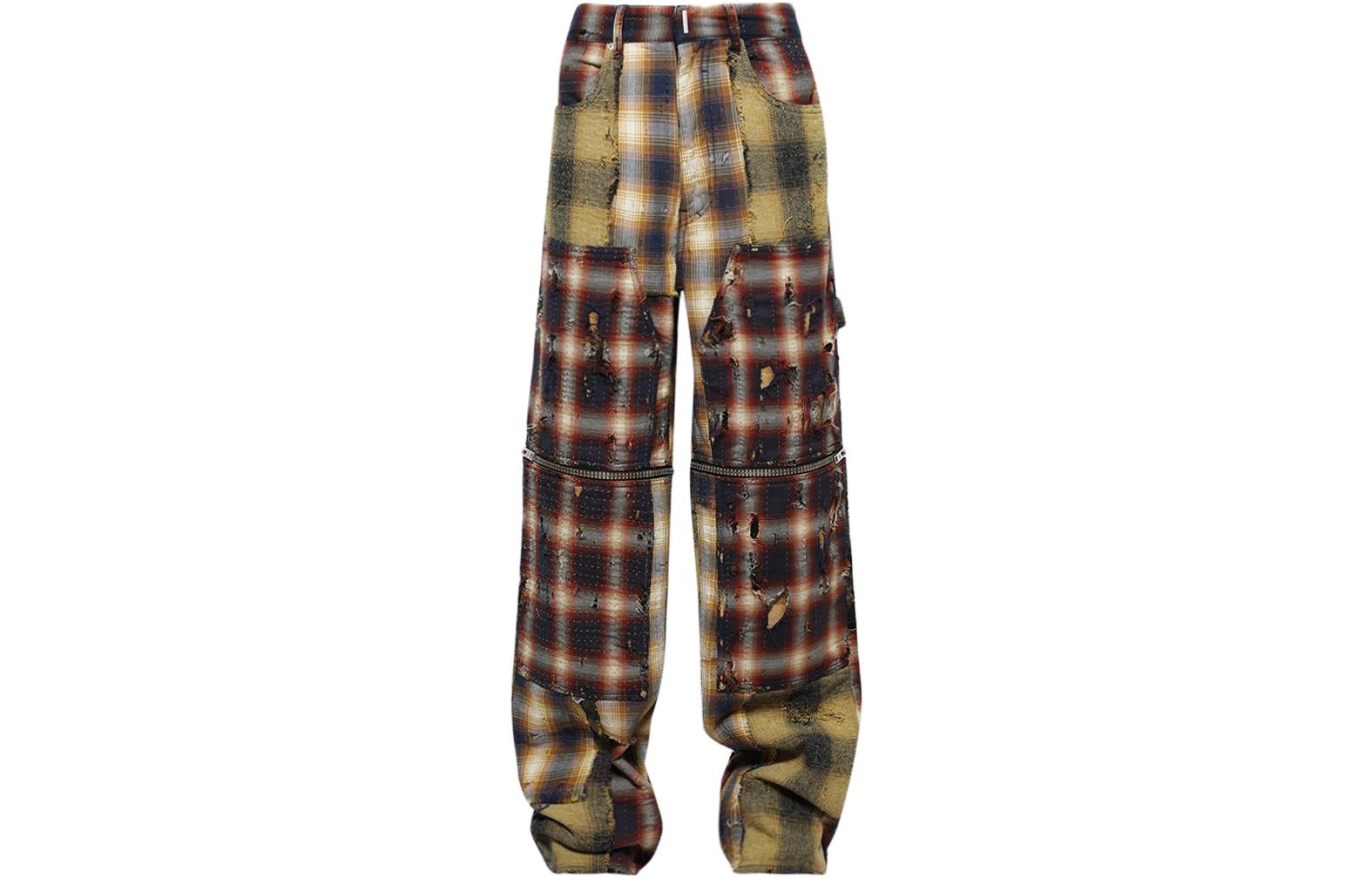 Order 纪梵希 棕色中腰格纹直筒休闲裤 BM51BJ5Y7H-960