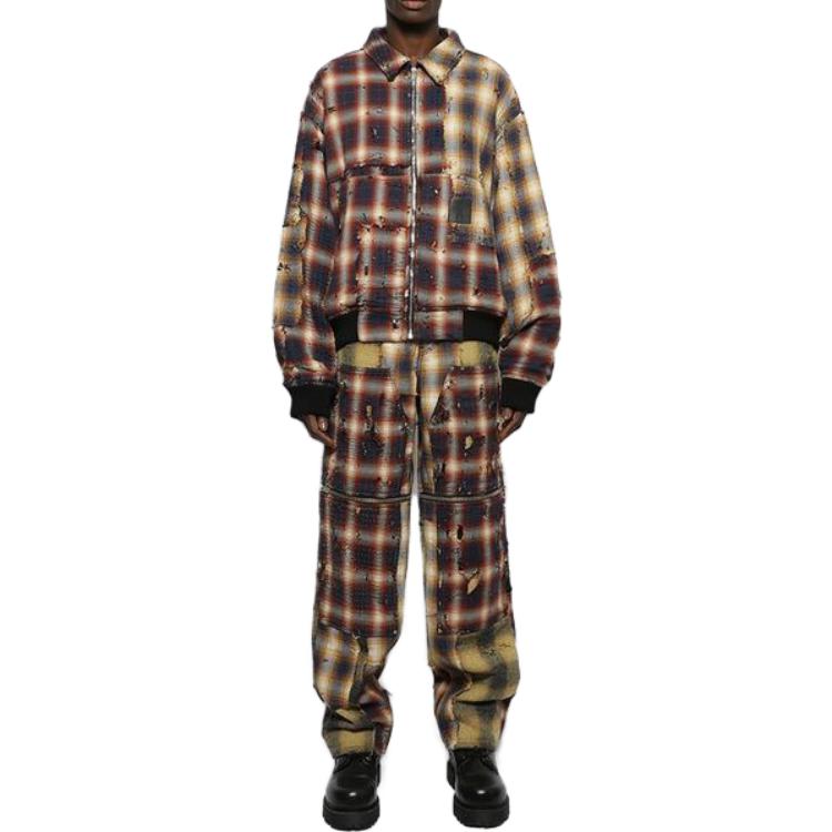 Lookbook 纪梵希 棕色中腰格纹直筒休闲裤 BM51BJ5Y7H-960