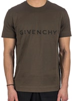 GIVENCHY Brown Solid Color Letter Print Crewneck T-Shirt. BM716G3YAC305 GIVENCHY Brown Solid Color Letter Print Crewneck T-Shirt. BM716G3YAC305