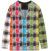 Givenchy Checkered V-Neck Long Sleeve Knit Cardigan - Multicolor BM90NV4YEW-960 Givenchy Checkered V-Neck Long Sleeve Knit Cardigan - Multicolor BM90NV4YEW-960