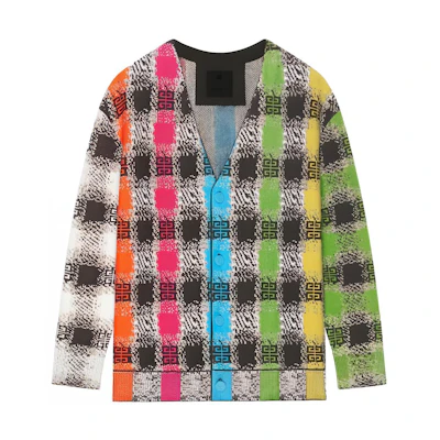 Givenchy Checkered V-Neck Long Sleeve Knit Cardigan - Multicolor BM90NV4YEW-960