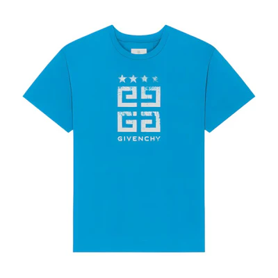 Givenchy Crew Neck Letter Print Slim Fit T-Shirt Dark Blue. BM716G3YEL-456