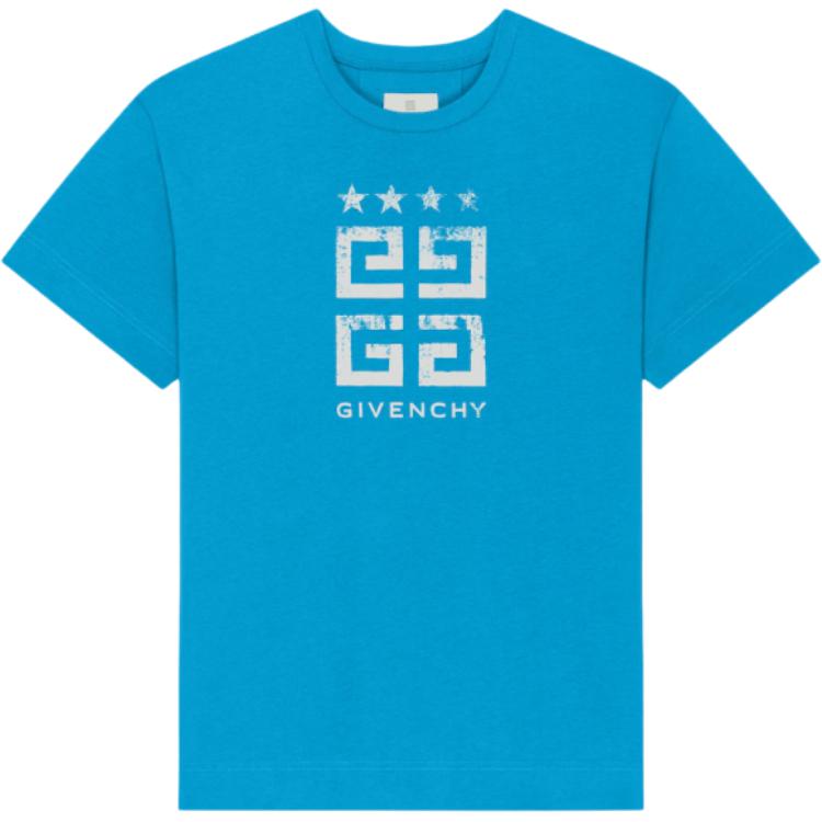 Givenchy  Crew Neck Letter Print Slim Fit T-Shirt Dark Blue. BM716G3YEL-456 圖 2