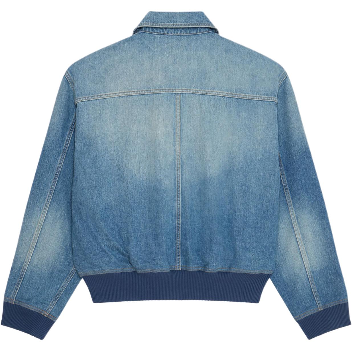 Lookbook 지방시 데님 봄버 자켓 워싱 롱슬리브 블루 아우터. BM01685Y9G420