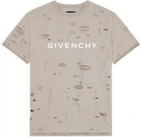 GIVENCHY Distressed Letter Print T-Shirt Gray Taupe. BM716N3Y8Y-281 GIVENCHY Distressed Letter Print T-Shirt Gray Taupe. BM716N3Y8Y-281