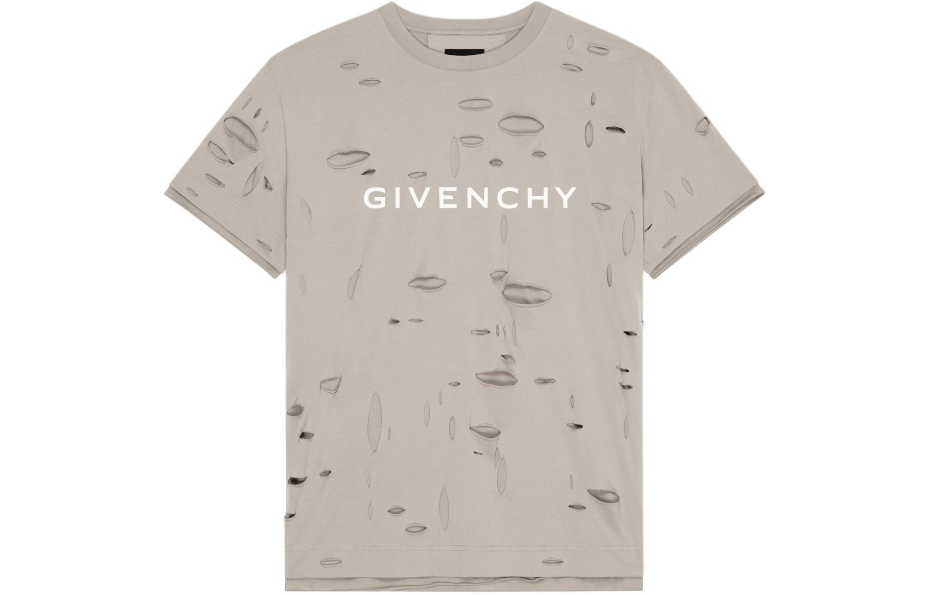 Order Camiseta Gris Taupe GIVENCHY con Estampado de Letras Desgastado. BM716N3Y8Y-281