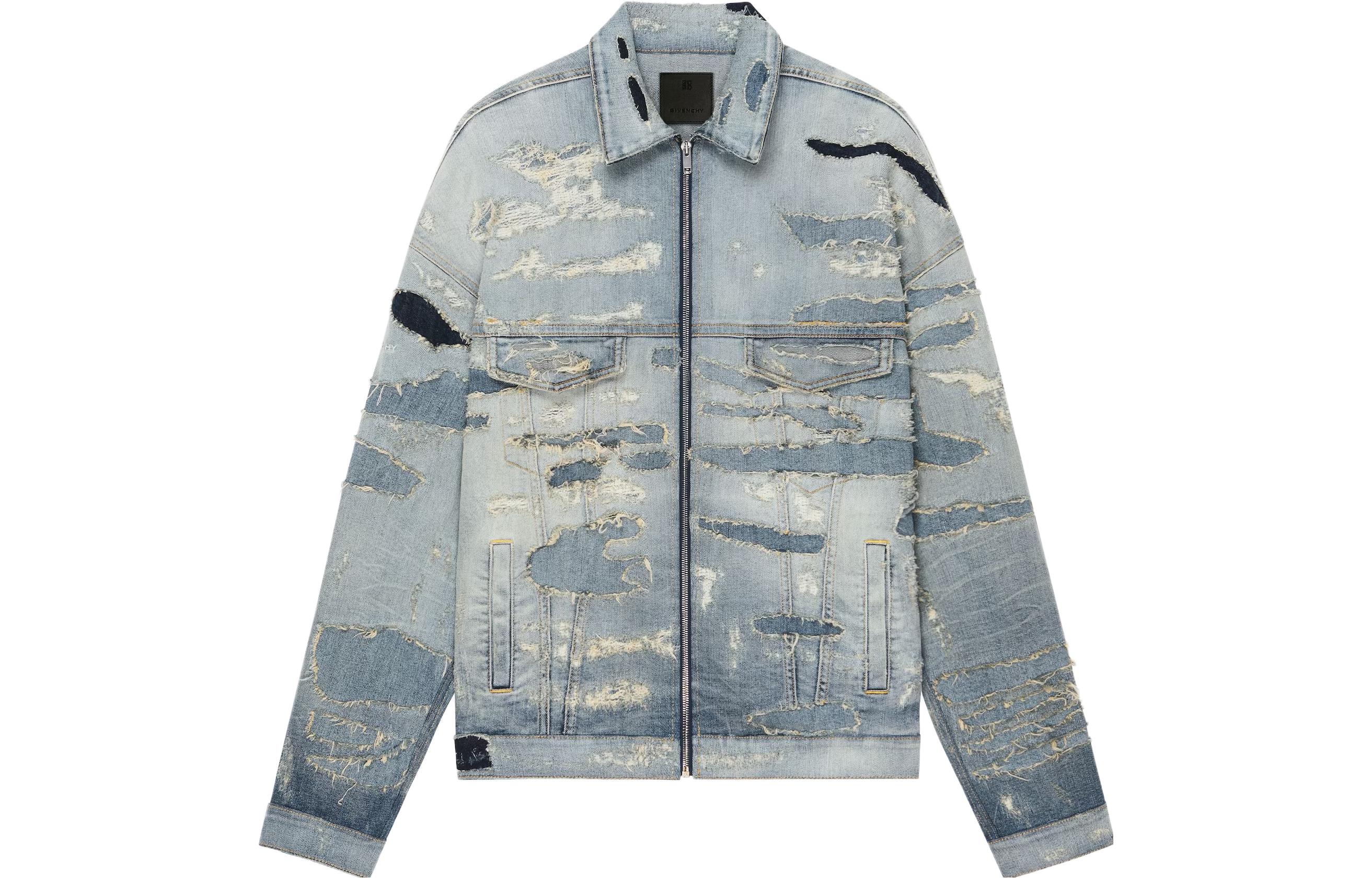 Order GIVENCHY Chaqueta Vaquera Casual Azul Claro con Cremallera Desgastada BM012N5Y6T-452