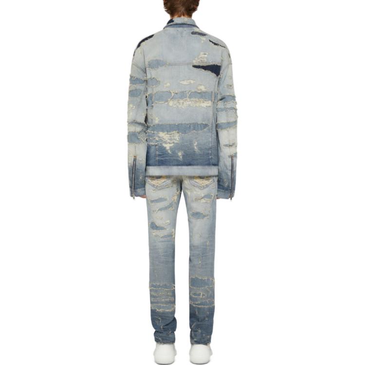 Shop GIVENCHY Chaqueta Vaquera Casual Azul Claro con Cremallera Desgastada BM012N5Y6T-452