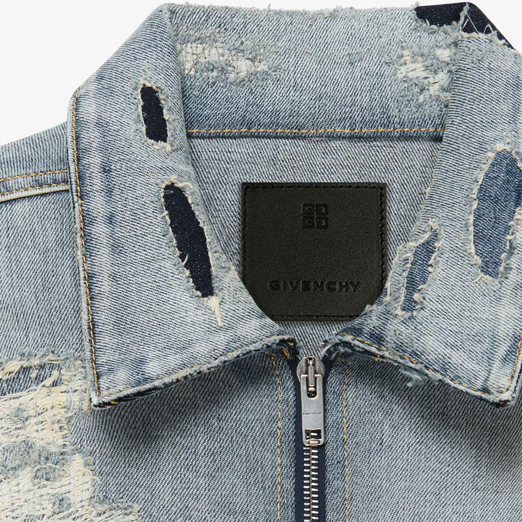 Details for GIVENCHY Chaqueta Vaquera Casual Azul Claro con Cremallera Desgastada BM012N5Y6T-452