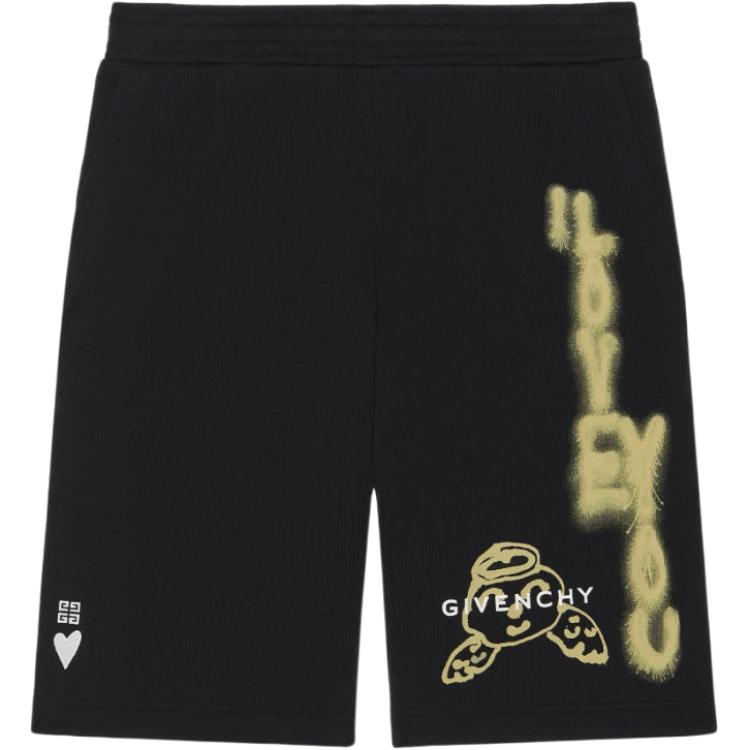 GIVENCHY  Elastic Waist Printed Casual Shorts Black BM51863YH6-001