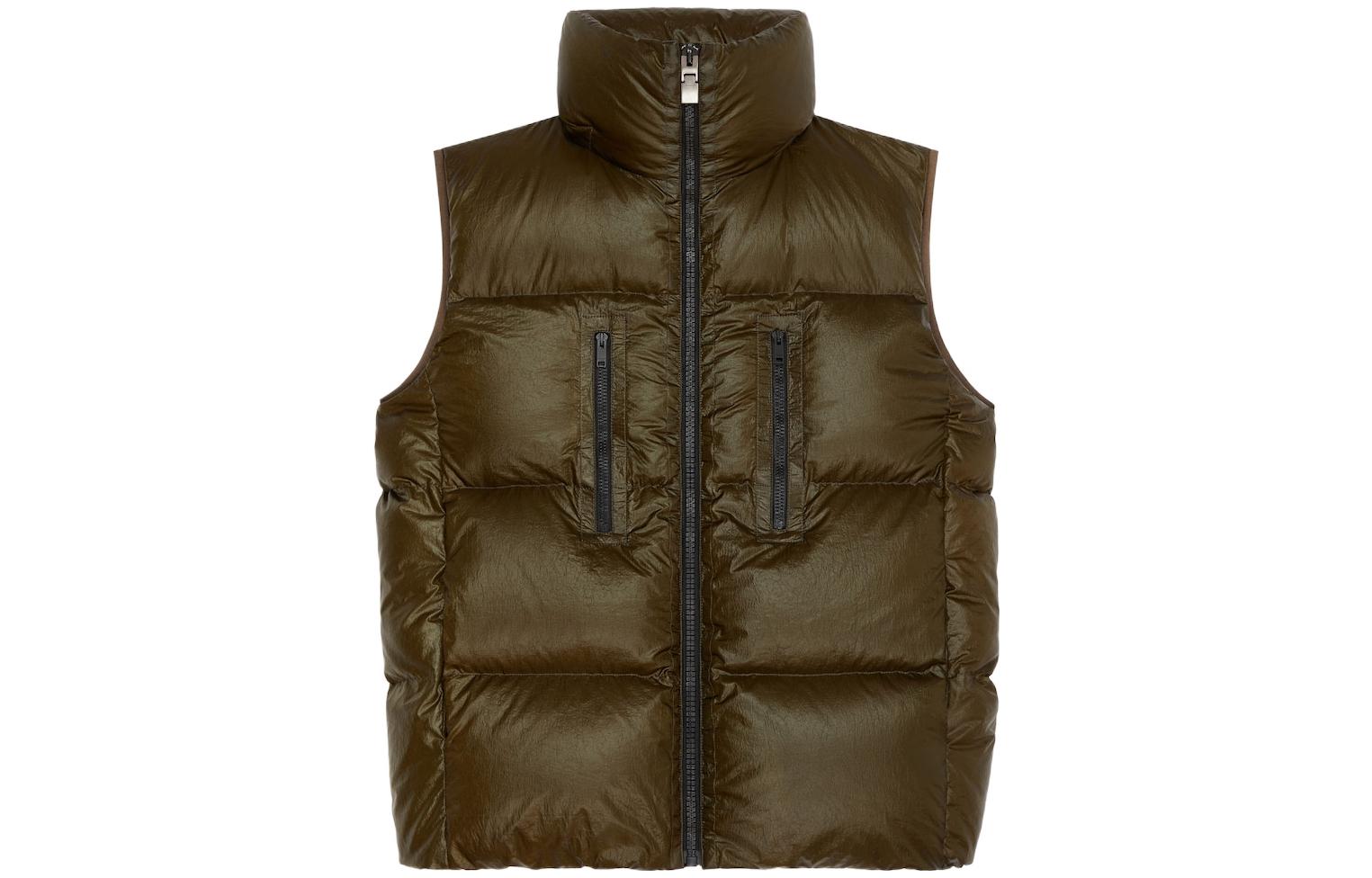 GIVENCHY  FW22 Solid Color Hooded Zip Puffer Vest Military Green BM00YM1445-309