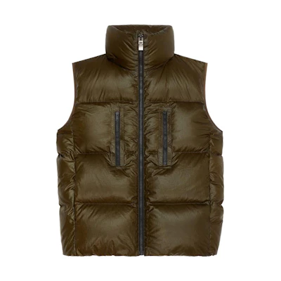 GIVENCHY FW22 Solid Color Hooded Zip Puffer Vest Military Green BM00YM1445-309