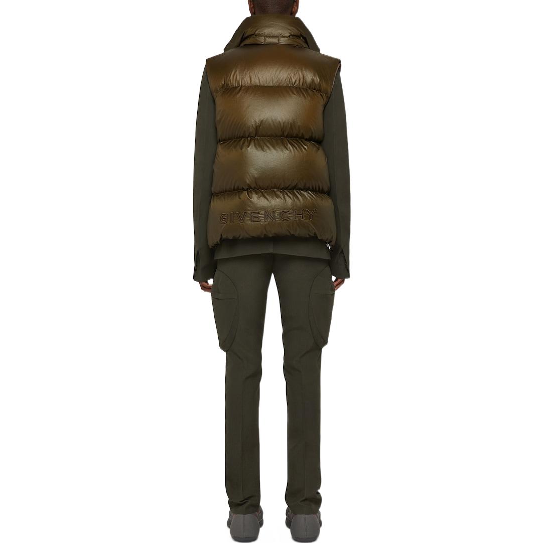 GIVENCHY  FW22 Solid Color Hooded Zip Puffer Vest Military Green BM00YM1445-309 圖 5