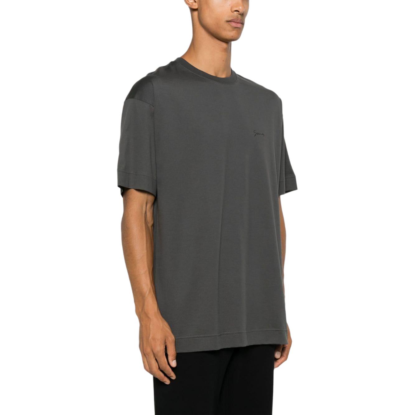 Shop GIVENCHY 圖案印花灰色圓領短袖T恤 BM71JA3YNZ-025