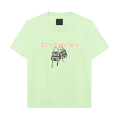 Givenchy Green Logo Letter Print Crew Neck T-Shirt. BM716G3YBC-322