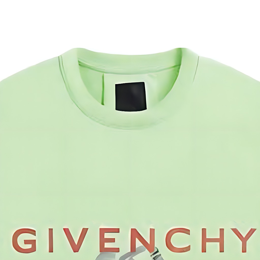 Shop 지방시 그린 로고 레터 프린트 크루넥 티셔츠. BM716G3YBC-322