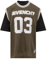 GIVENCHY Green Logo Print Short-Sleeve Layered T-Shirt. BM71KE3YHU-016 GIVENCHY Green Logo Print Short-Sleeve Layered T-Shirt. BM71KE3YHU-016