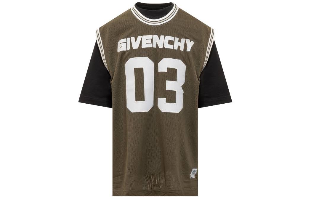 Order GIVENCHY 綠色標誌印花短袖層次T恤 BM71KE3YHU-016