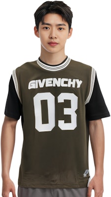 GIVENCHY 綠色標誌印花短袖層次T恤 BM71KE3YHU-016 Shop GIVENCHY 綠色標誌印花短袖層次T恤 BM71KE3YHU-016