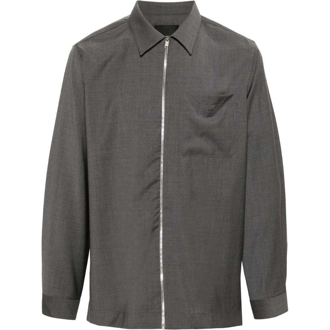Givenchy  Grey Solid Color Zip-Up Long Sleeve Jacket BM60YT1558-030