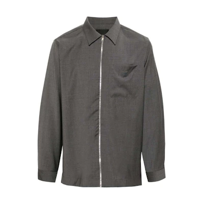 Givenchy Grey Solid Color Zip-Up Long Sleeve Jacket BM60YT1558-030