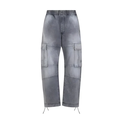 Givenchy Grey White Cargo Jeans with Elastic Waist and Slim Fit. BM51ET5Y9H-069