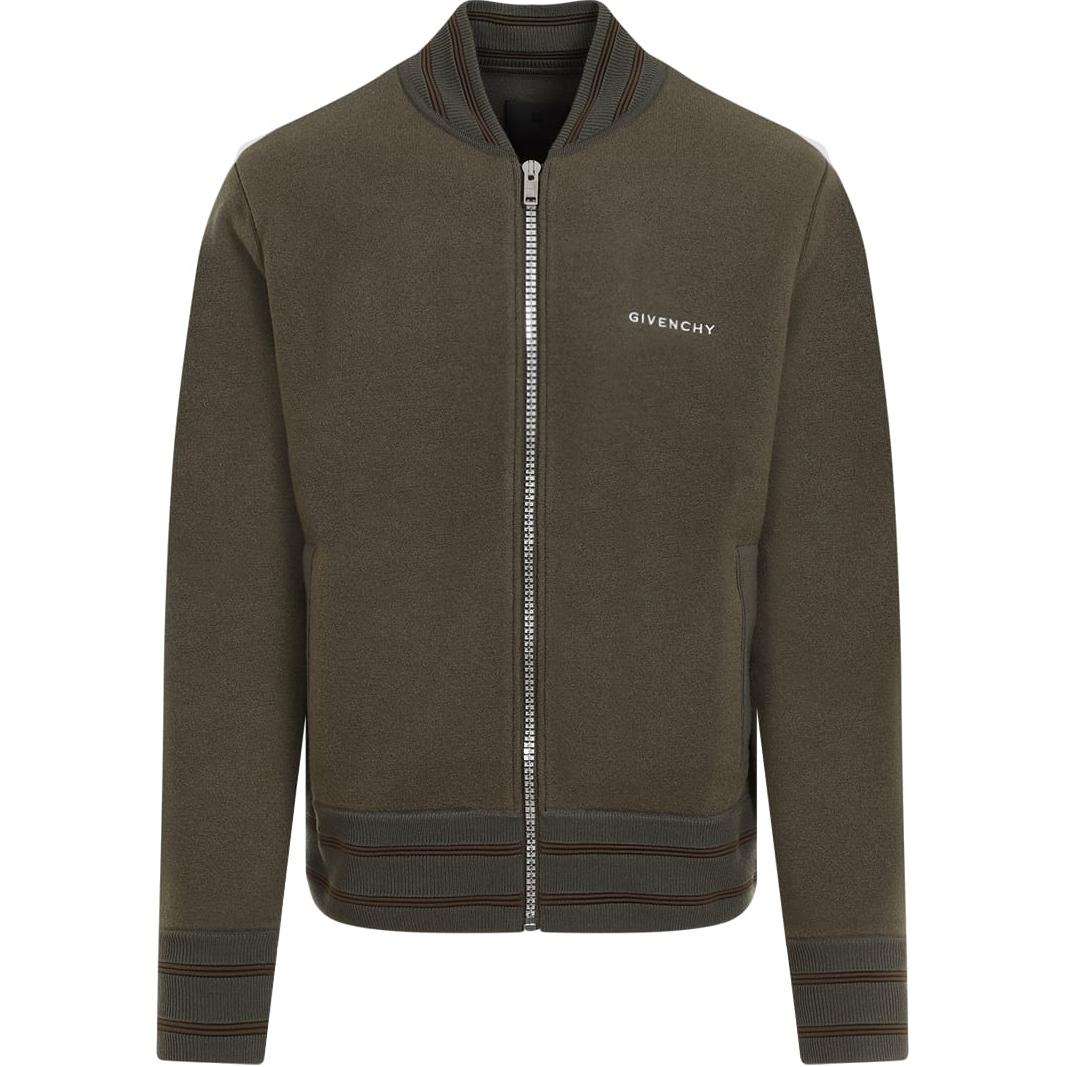 Givenchy  Khaki Logo Print High-Neck Zip-Up Jacket. BM014A4YFP-305