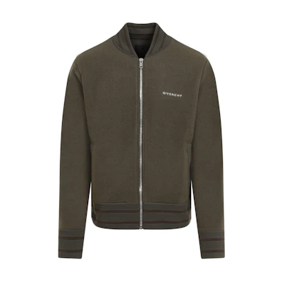 Givenchy Khaki Logo Print High-Neck Zip-Up Jacket. BM014A4YFP-305