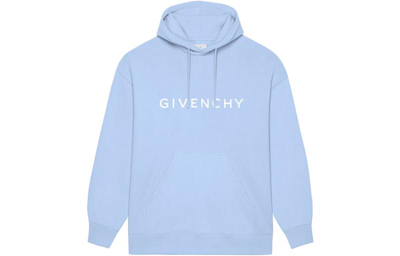GIVENCHY  Light Blue Logo Print Casual Hoodie Long Sleeve BMJ0HC3YAC-452