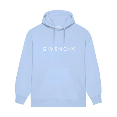 GIVENCHY Light Blue Logo Print Casual Hoodie Long Sleeve BMJ0HC3YAC-452