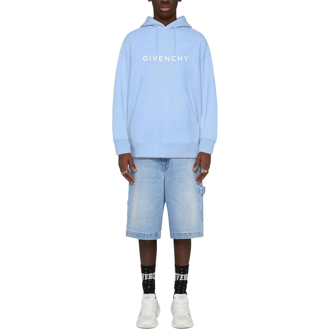 Lookbook 紀梵希 淺藍色長袖連帽衫印花休閒上衣 BMJ0HC3YAC-452