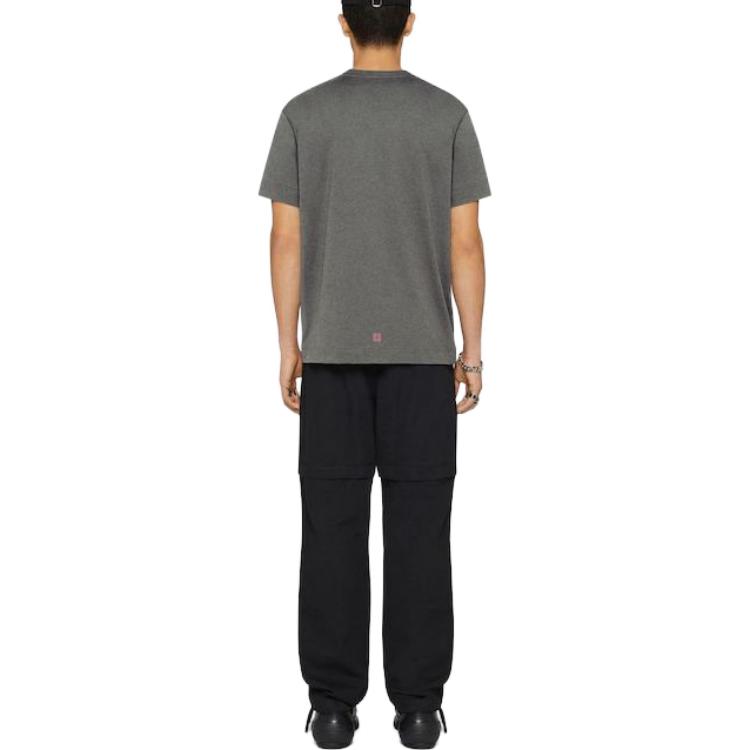 Shop Givenchy  Logo Letter Print Crewneck T-Shirt Grey BM716G3YCT-056