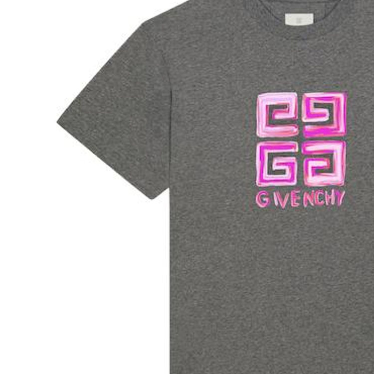 Details for Givenchy  Logo Letter Print Crewneck T-Shirt Grey BM716G3YCT-056