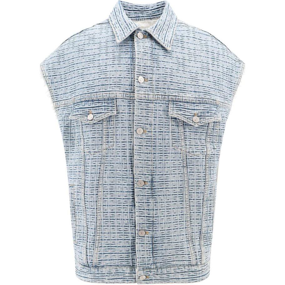 Givenchy  Logo Printed Sleeveless Jacket Steel Blue. BM012950P9-452