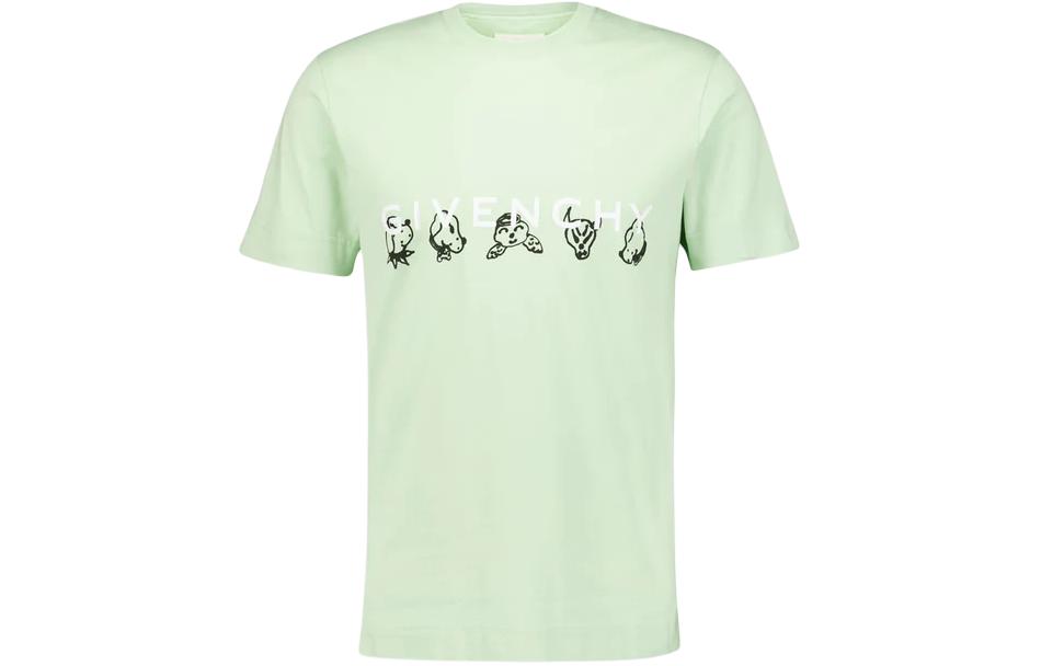 Order GIVENCHY  Loose Fit Green Letter Print Crewneck T-Shirt BM716G3YH5-341
