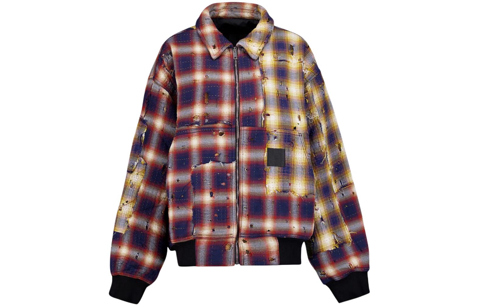 GIVENCHY  Multicolor Plaid Patchwork Zip-Up Long Sleeve Jacket BM013R5Y7H-960