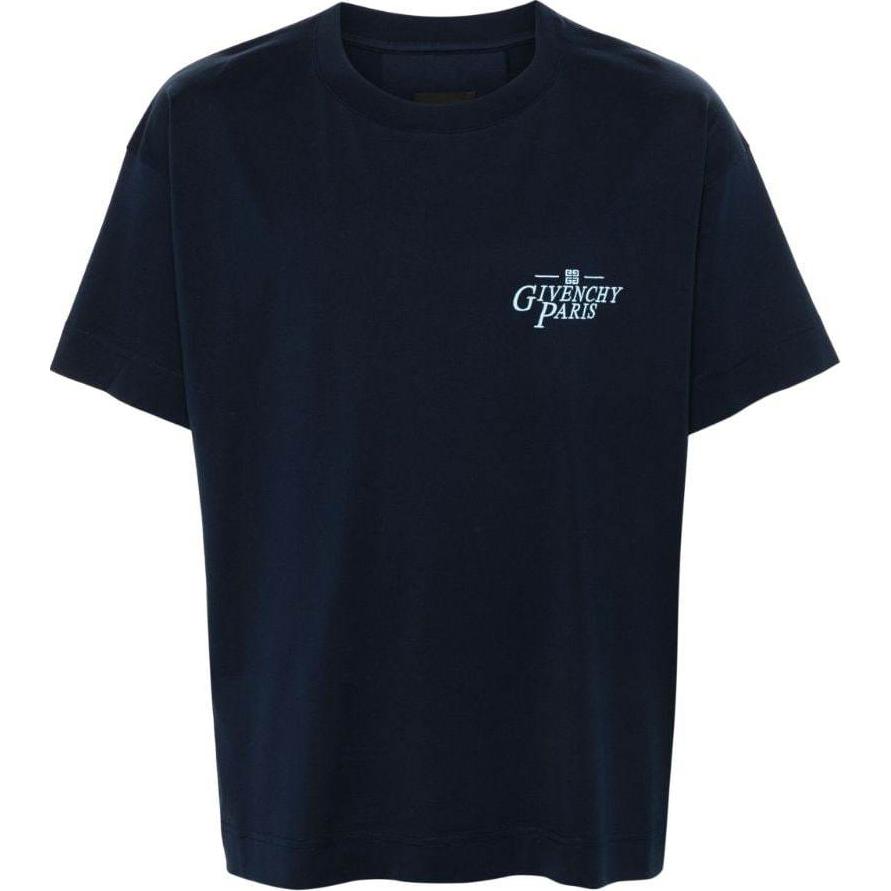 GIVENCHY  Navy Blue Logo Print Short Sleeve T-Shirt. BM71JB3YNC