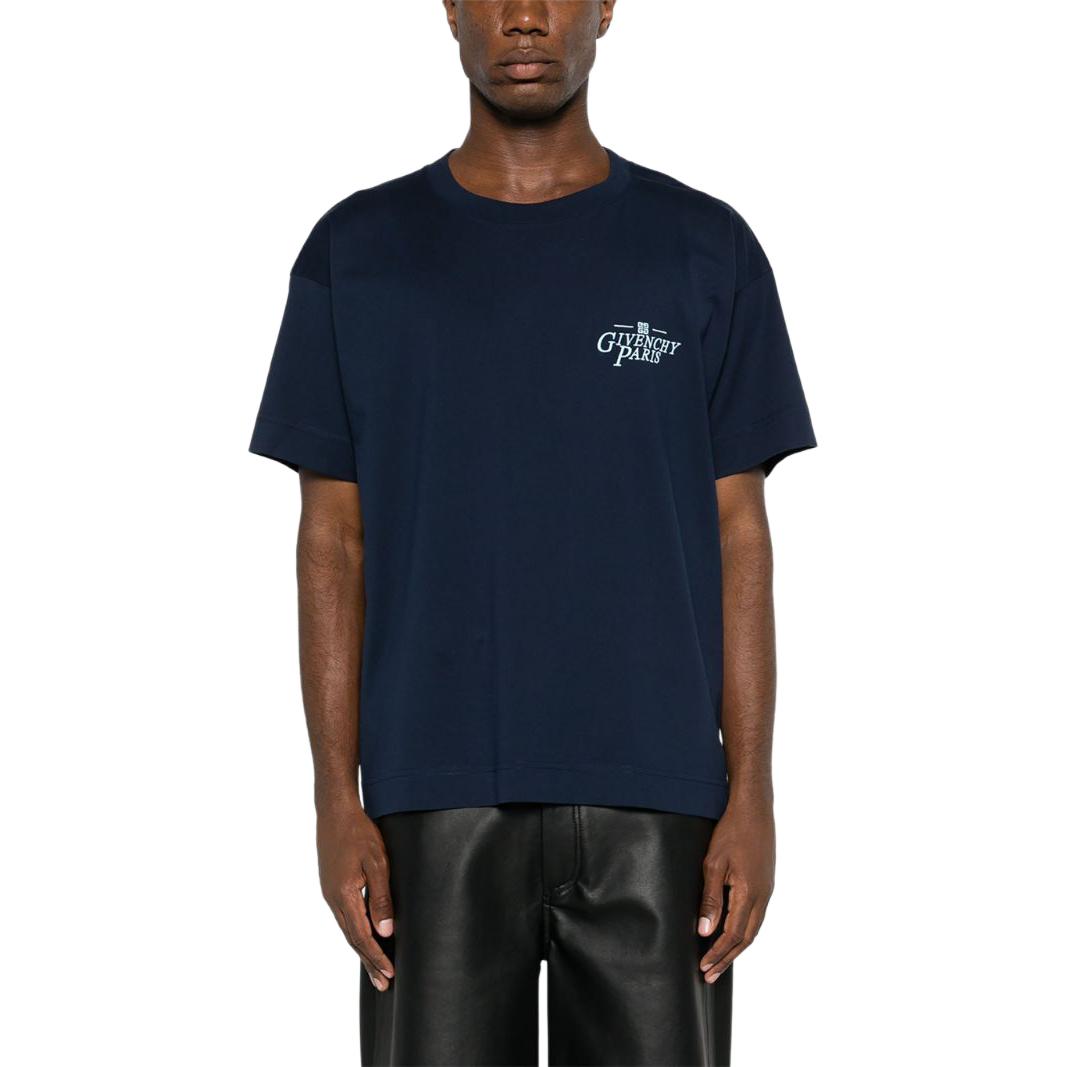 GIVENCHY  Navy Blue Logo Print Short Sleeve T-Shirt. BM71JB3YNC 圖 3