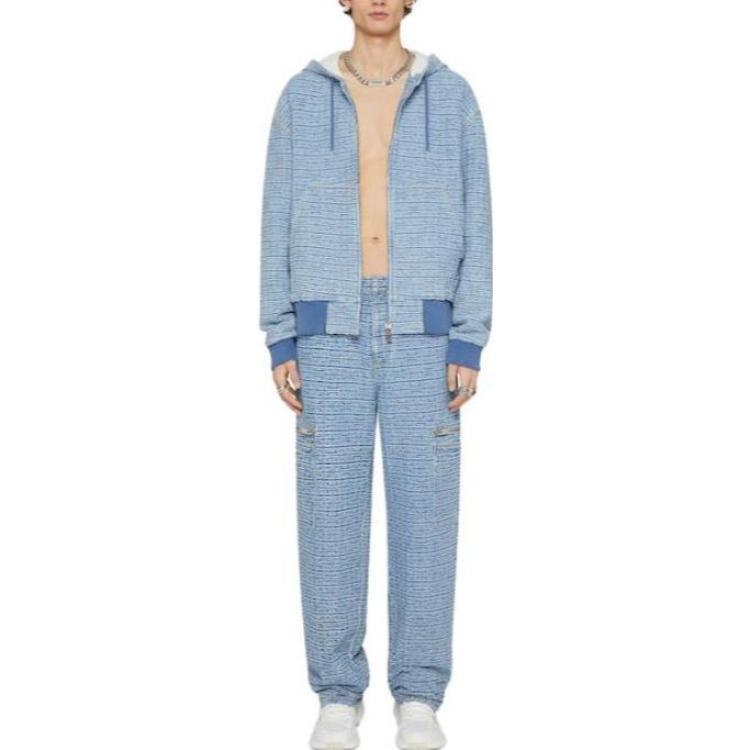 GIVENCHY  Oversized Blue Zip-Up Hoodie Jacket with Drawstring. BM011B50P9452 圖 3