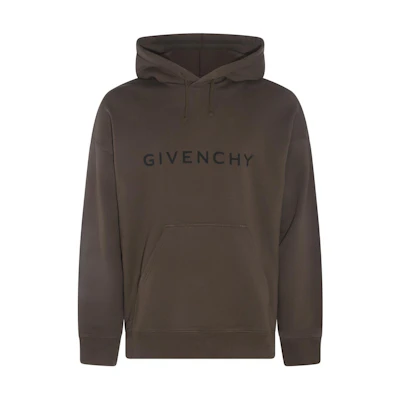 Givenchy Oversized Khaki Hoodie with Embroidered Logo and Letter Design. BMJ0HC3YAC-305