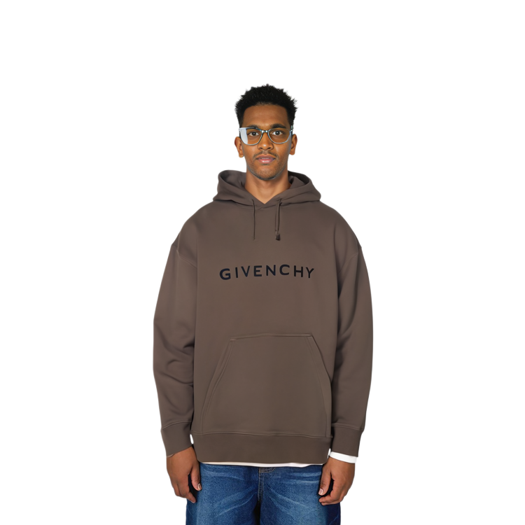 Givenchy  Oversized Khaki Hoodie with Embroidered Logo and Letter Design. BMJ0HC3YAC-305 圖 4