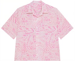 Givenchy Pink Floral Print Square Collar Short Sleeve Shirt. BM60XT14X8-693 Givenchy Pink Floral Print Square Collar Short Sleeve Shirt. BM60XT14X8-693