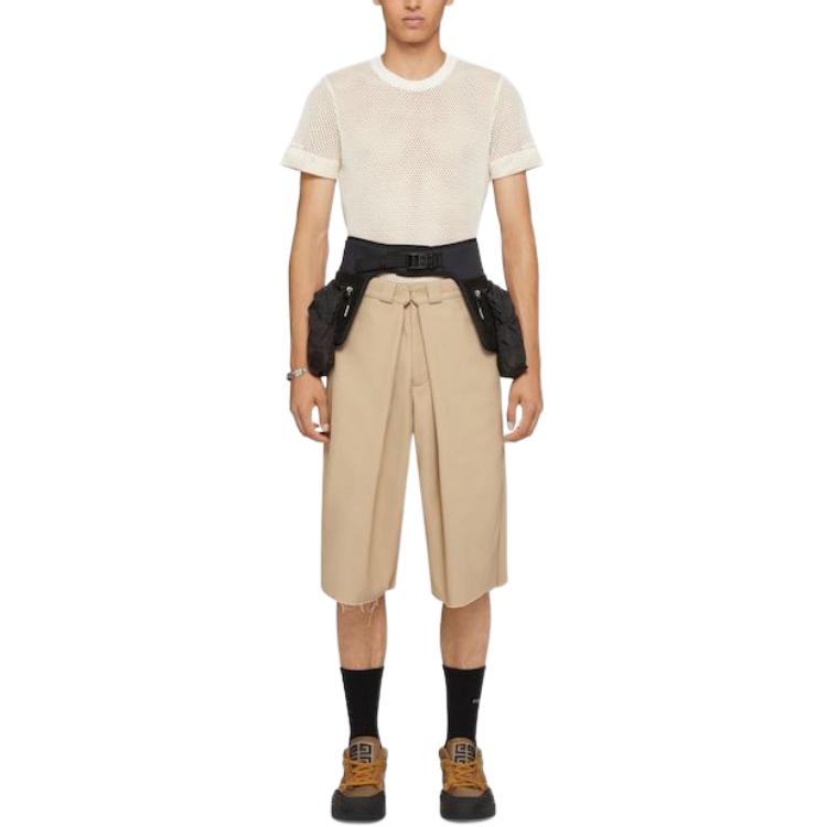 Lookbook 纪梵希褶皱绑带休闲短裤卡其色 BM51F315FH-250