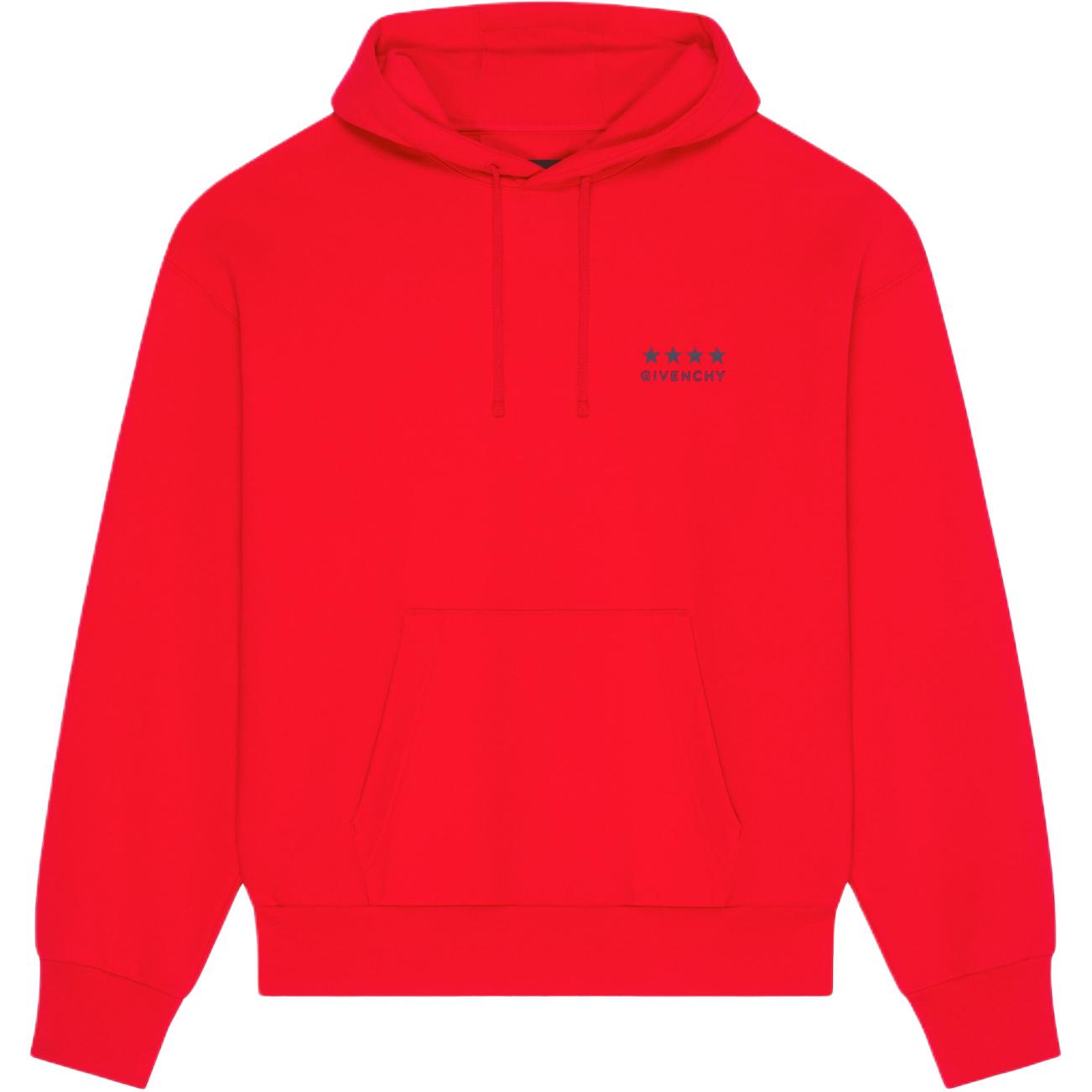 GIVENCHY  Red Loose Fit Letter Print Pullover Hoodie. BMJ0LA3YJ5-600