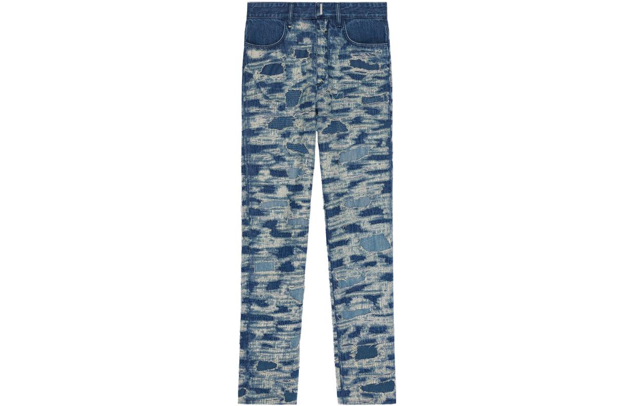 GIVENCHY  Slim-Fit Distressed Pocket Jeans in Medium Blue. BM50ST50QC-420