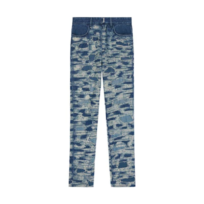 GIVENCHY Slim-Fit Distressed Pocket Jeans in Medium Blue. BM50ST50QC-420